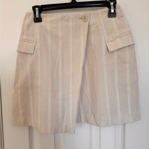 H&M Cream Mini Skirt with Button Detail Size